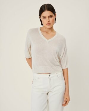 Kobra 2/4 V-Pullover, sand melange - MSCH Copenhagen