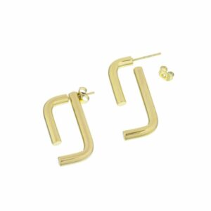 Linked Earrings | Gold plated, goud - Bandhu