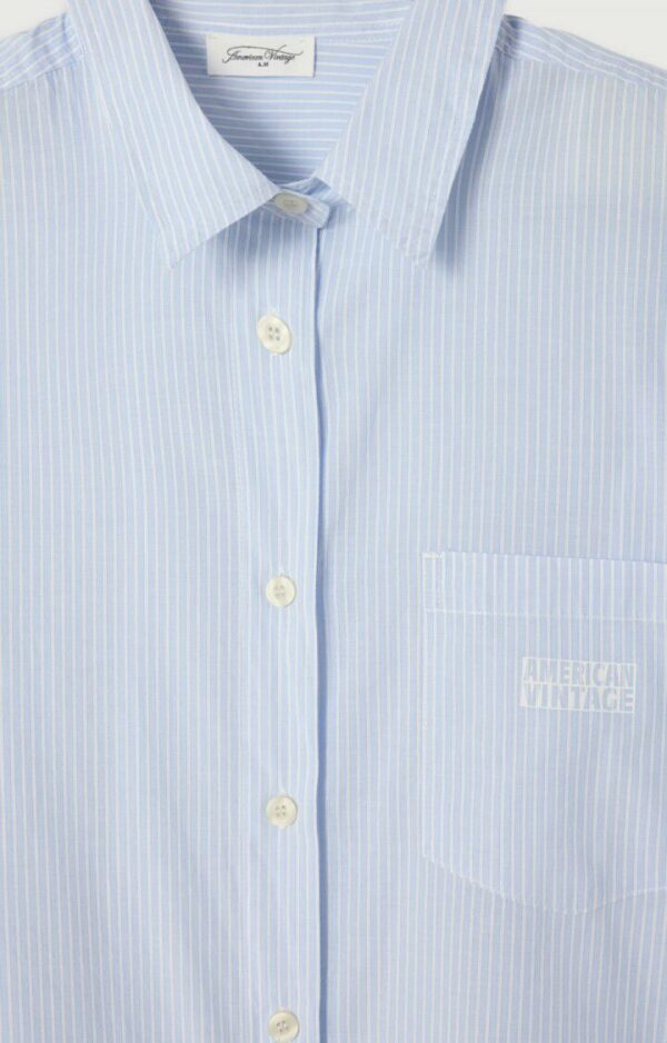 ELU06AH Blouse Eluabird | Blauw Gestreept - American Vintage - Afbeelding 2