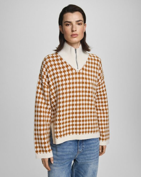 MSCHAmaria Zip Pullover | Egret/Spice - MSCH Copenhagen - Afbeelding 3