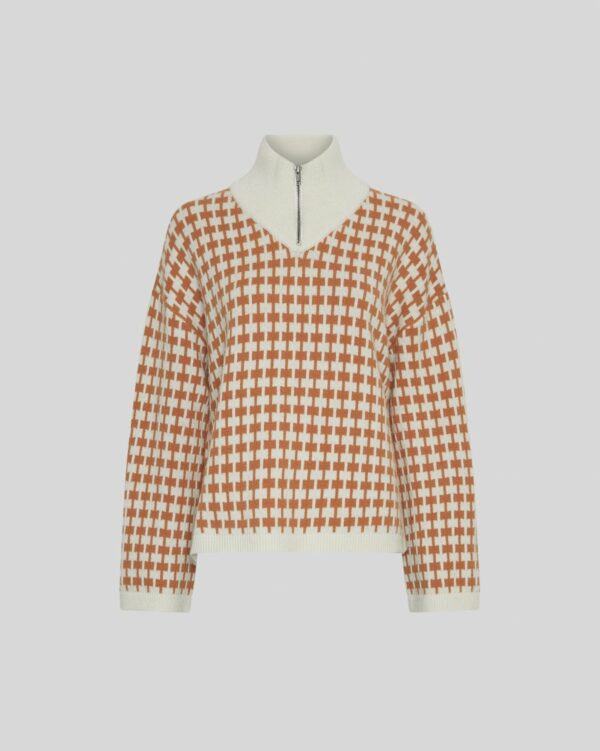 MSCHAmaria Zip Pullover | Egret/Spice - MSCH Copenhagen