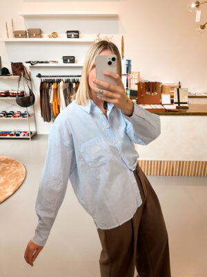 ELUABIRD Blouse | Blauw Gestreept - American Vintage