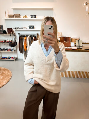 SLFEa Knit V-Neck | Snow White - MSCH Copenhagen