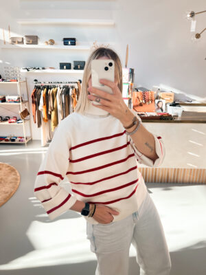 SLFKamma Knit Roll Neck | Birch/Red - Selected Femme