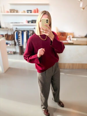 Alternative view of YASEmilia Wool Knit Pullover | Port Royale/Pink Contrast - Y.A.S