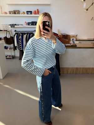 Alternative view of YASBree Button Detail Jeans | Medium Blue Denim - Y.A.S