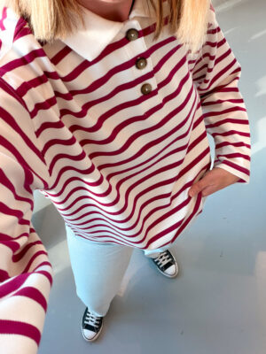 Alternative view of SLFWada Stripe Collar Top | Anemone/White - Selected Femme