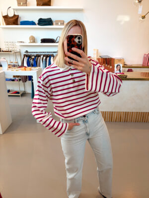 SLFWada Stripe Collar Top | Anemone/White - Selected Femme
