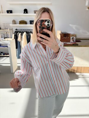 YASLeeana Shirt | White/Skyway/Red Stripes - Y.A.S