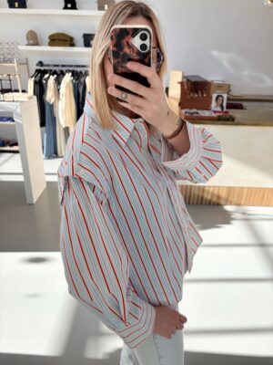 Alternative view of YASLeeana Shirt | White/Skyway/Red Stripes - Y.A.S