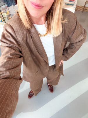 Alternative view of YROWAY Blazer | Brown Stripes - American Vintage