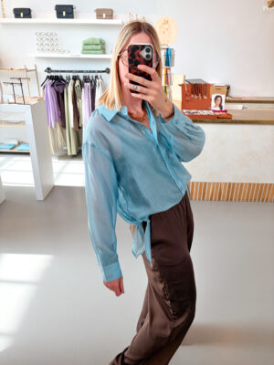 SLFIris Tie Detail Shirt | Dusty Blue - Selected Femme