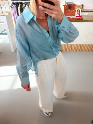 Alternative view of SLFIris Tie Detail Shirt | Dusty Blue - Selected Femme