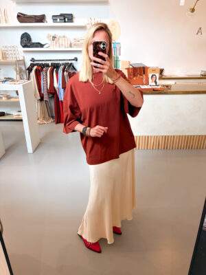 SLWColwoman 2/4 Oversized Tee | Cherry Mahogany - Selected Femme