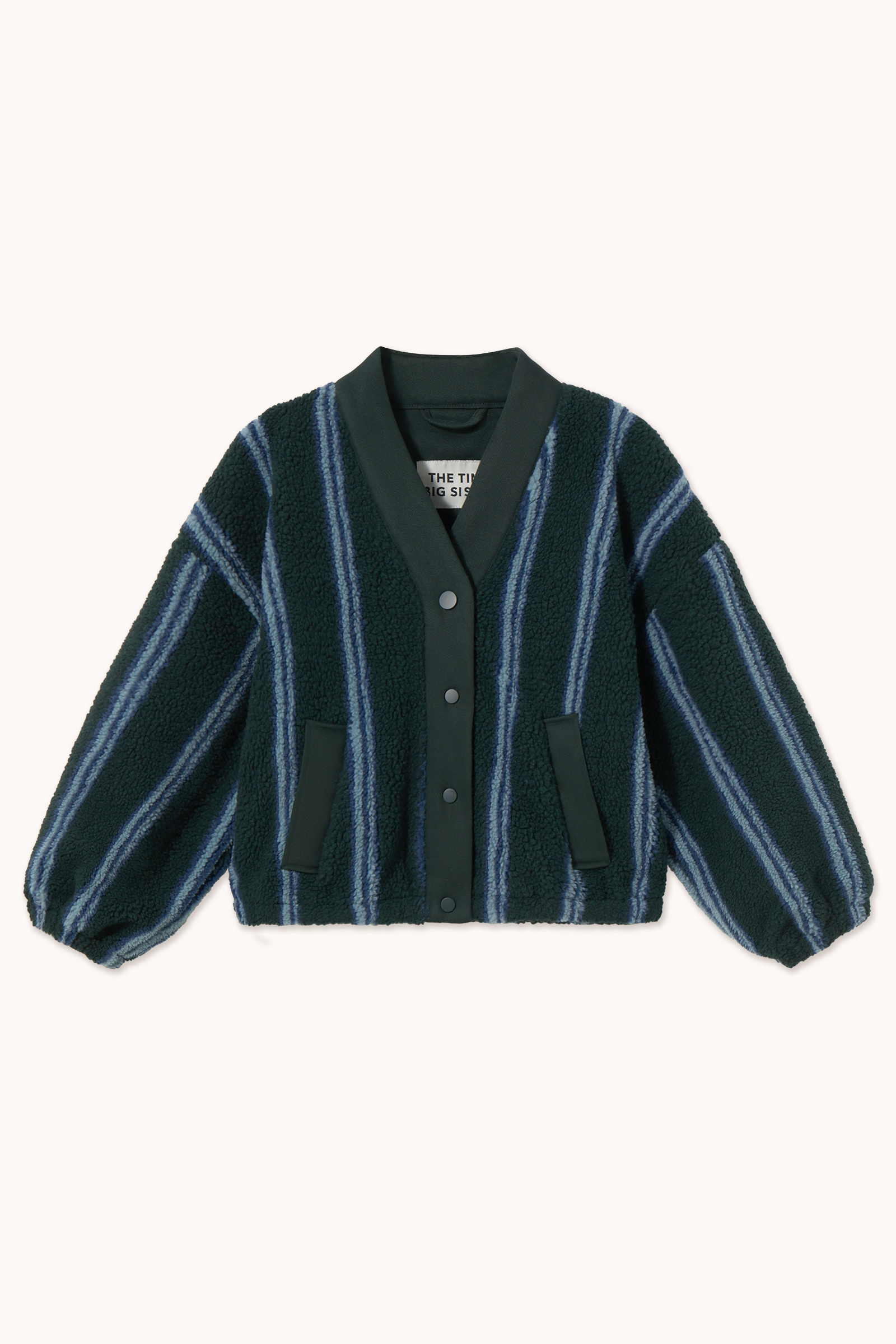 Sherpa Jacket V-Neck | Green/Blue - The Tiny Big Sister - Afbeelding 5