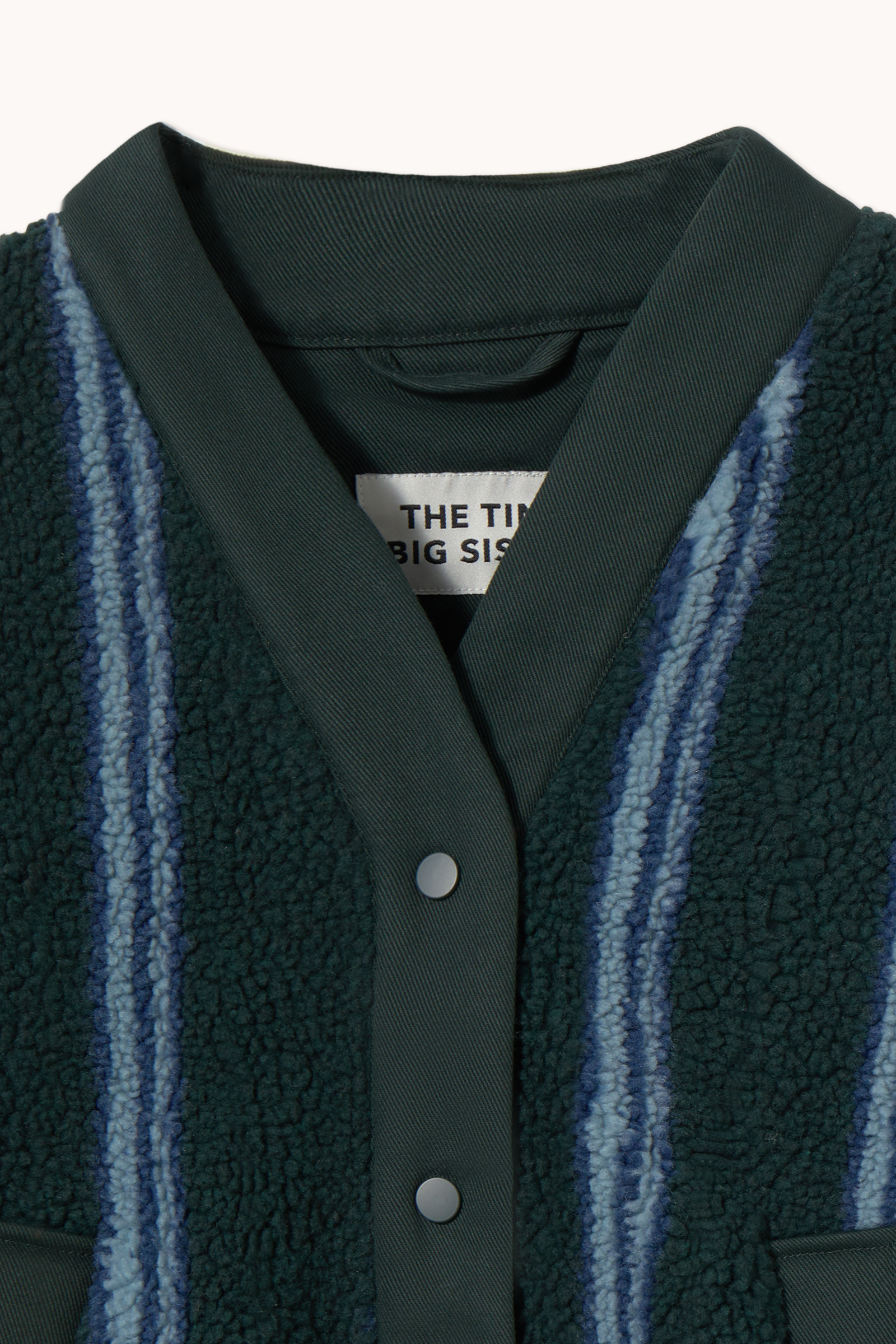 Sherpa Jacket V-Neck | Green/Blue - The Tiny Big Sister - Afbeelding 7