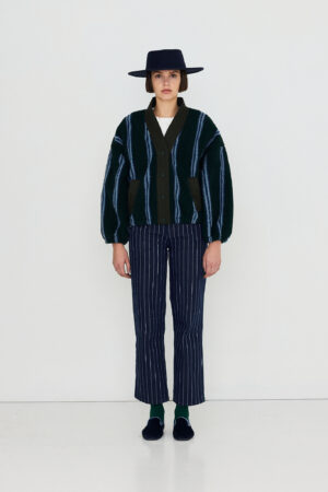 Alternative view of Sherpa Jacket V-Neck | Green/Blue - The Tiny Big Sister