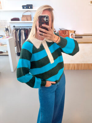 Frank Striped Polo | Turquoise - The Tiny Big Sister