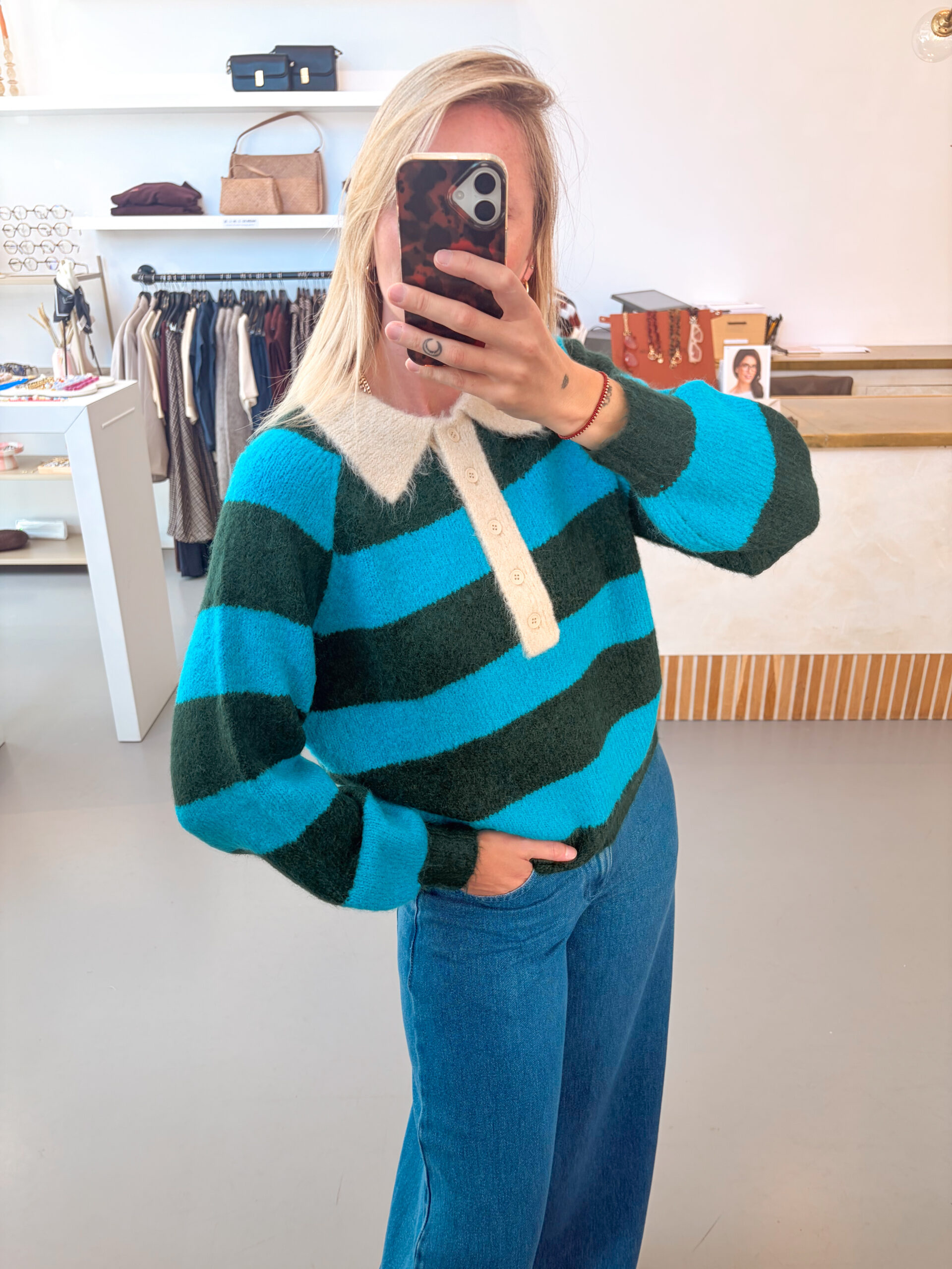Frank Striped Polo | Turquoise - The Tiny Big Sister